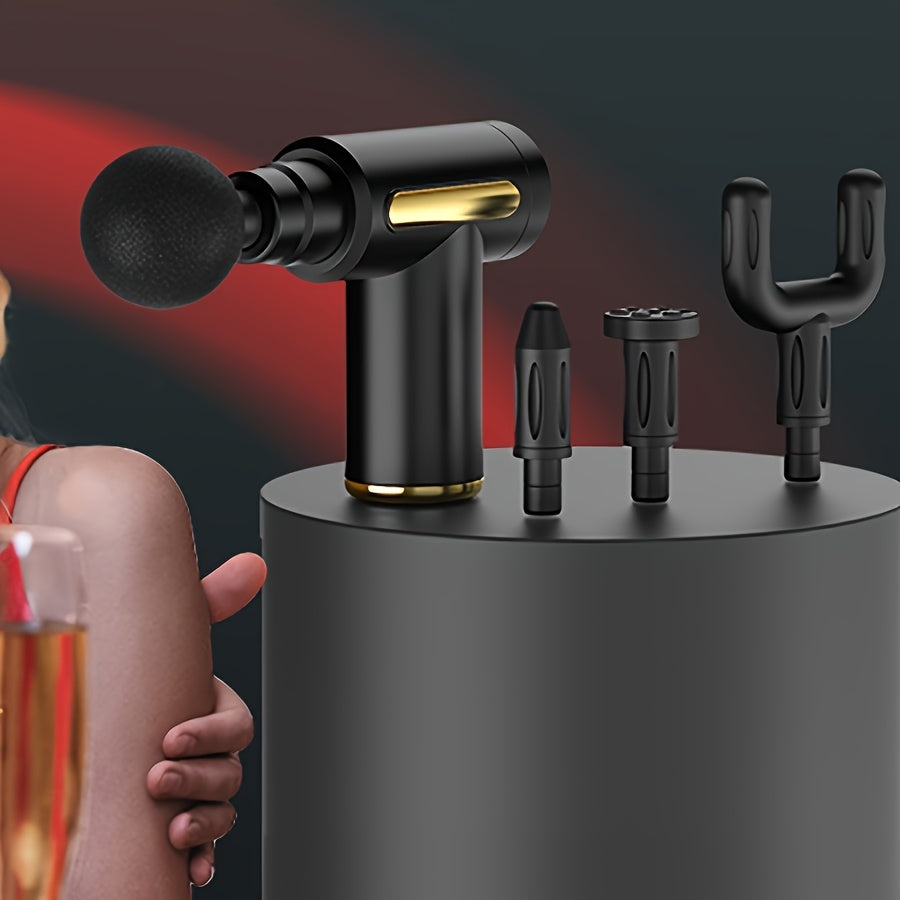 Portativ Fascia Massaj Qurollari, Qayta zaryadlanadigan 1200Mah Li-ion Batareya, 4 Ta O'zgaruvchan Massaj Boshliqlari, USB Zaryadlash, LED Sensorli Ekran, Plastik Tanasi, To'liq Tana Mushaklarini Qayta tiklash uchun, Sport