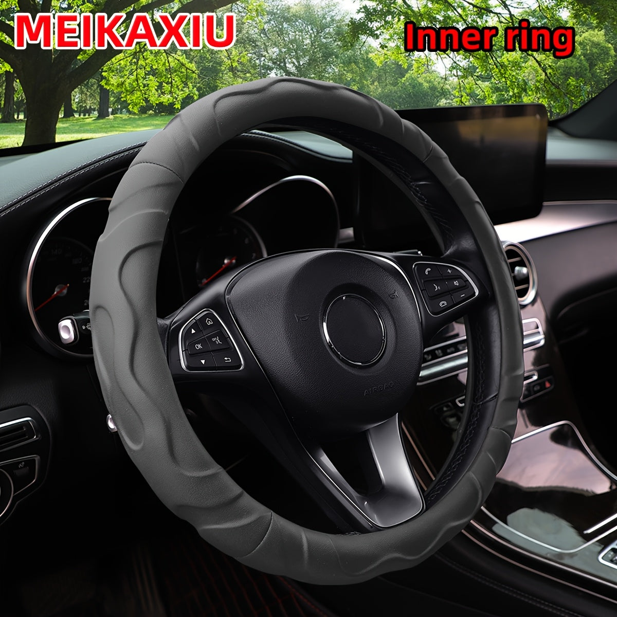 Universal Faux Lambskin Steering Wheel Cover 36-38cm Enhanced Grip Comfort