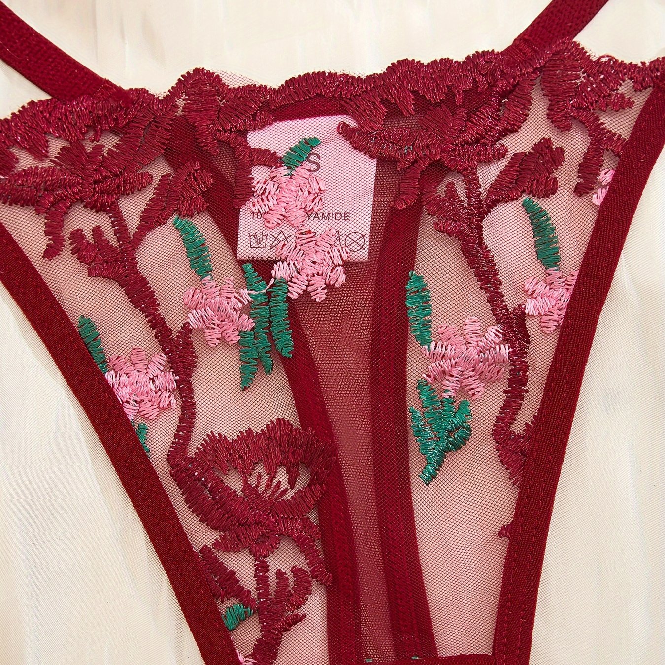 Ropa interior de encaje floral para mujer, tanga sexy, lencería