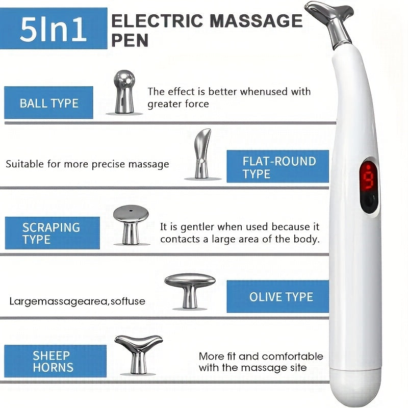 Bolígrafo de masaje eléctrico con batería de litio recargable, intensidad ajustable para espalda, cuello y cintura