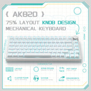75% Wired Mechanical Gaming Keyboard with Knob and Hot-Swappable Sockets