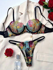 Women's Embroidered Lingerie Set with Bra and Panty