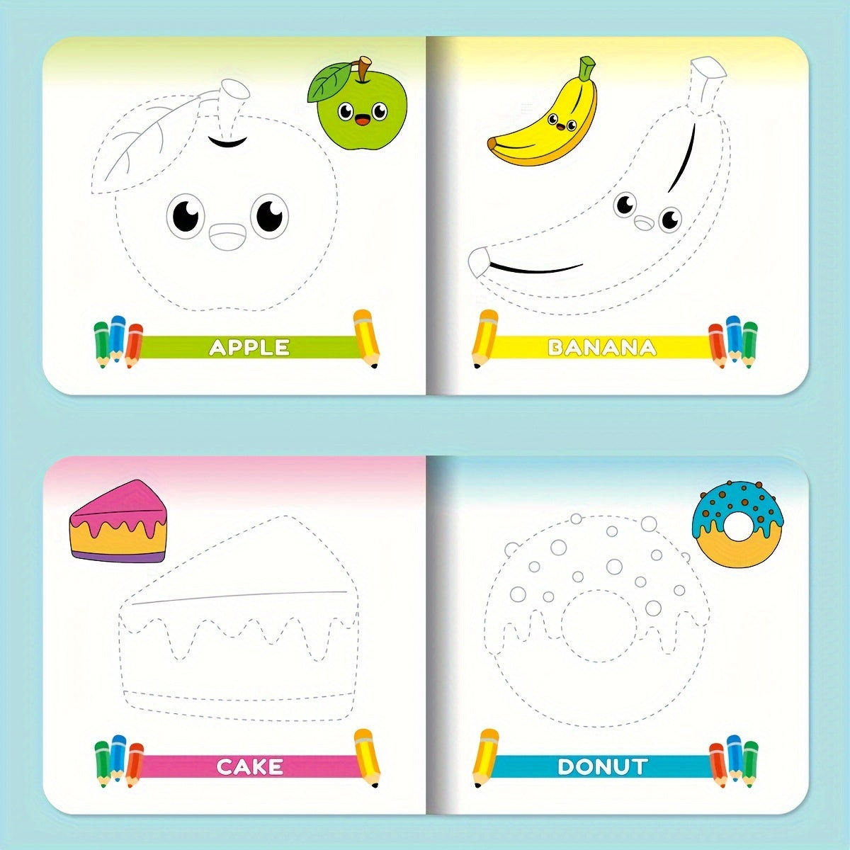 Children's Handwriting Tracking Stick Figure Coloring Book Set of 10 for Kids Ages 4 and Up