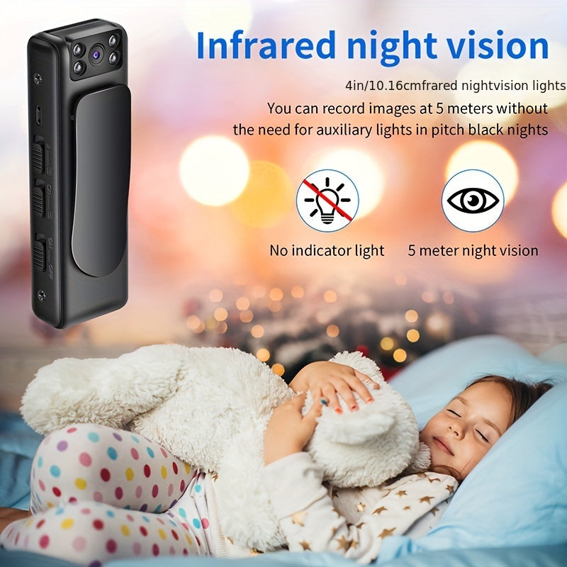1080P Wearable Body Camera with Night Vision Voice Recorder Action Camera for Sports and Cycling