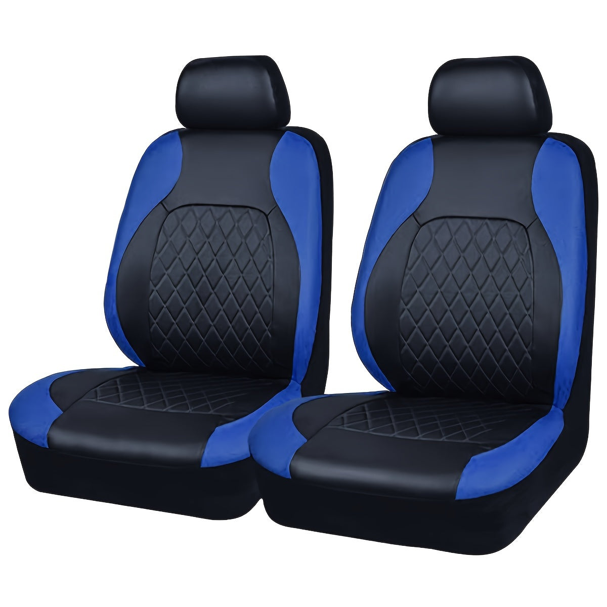 Front Car Seat Covers Quilted PVC Synthetic Leather Black Gray Red Blue Durable Padded
