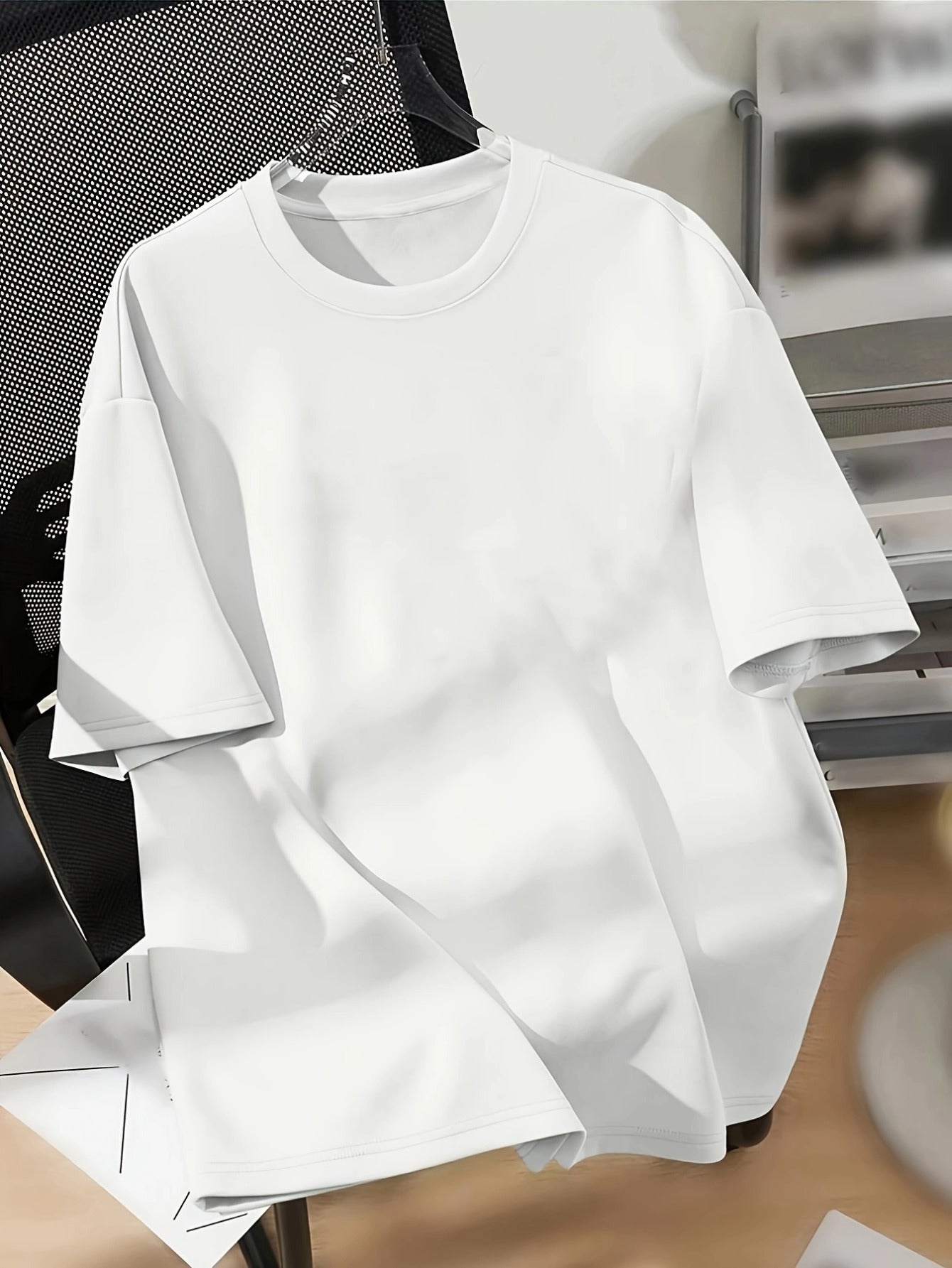 Women's Black Crew Neck T-Shirt with Wing Design Short Sleeve Polyester Blend