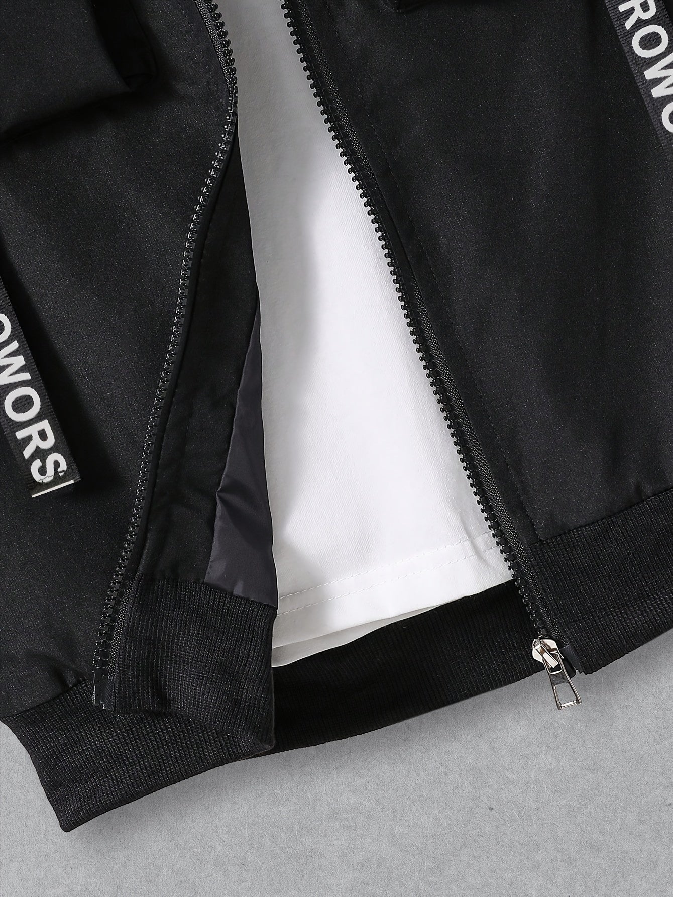 Men's Spring Autumn Casual Outfit Zipper Jacket and Elastic Waist Pants Set for Young Adults