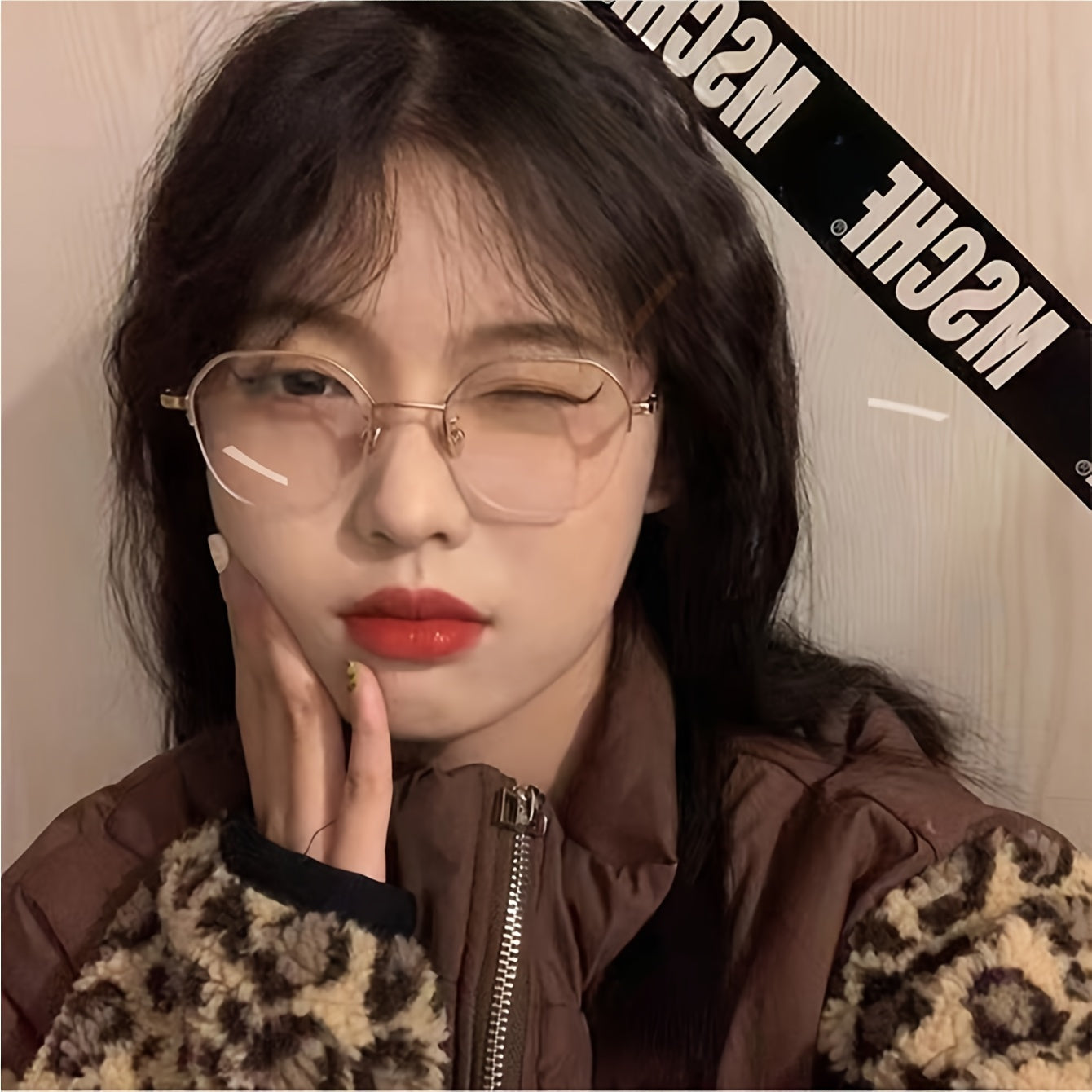 Women's Gold Beige Metal Full Rim Round Blue Light Blocking Glasses