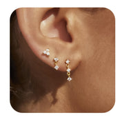 Set of 3 Copper Stud Earrings with Synthetic Zirconia for Women