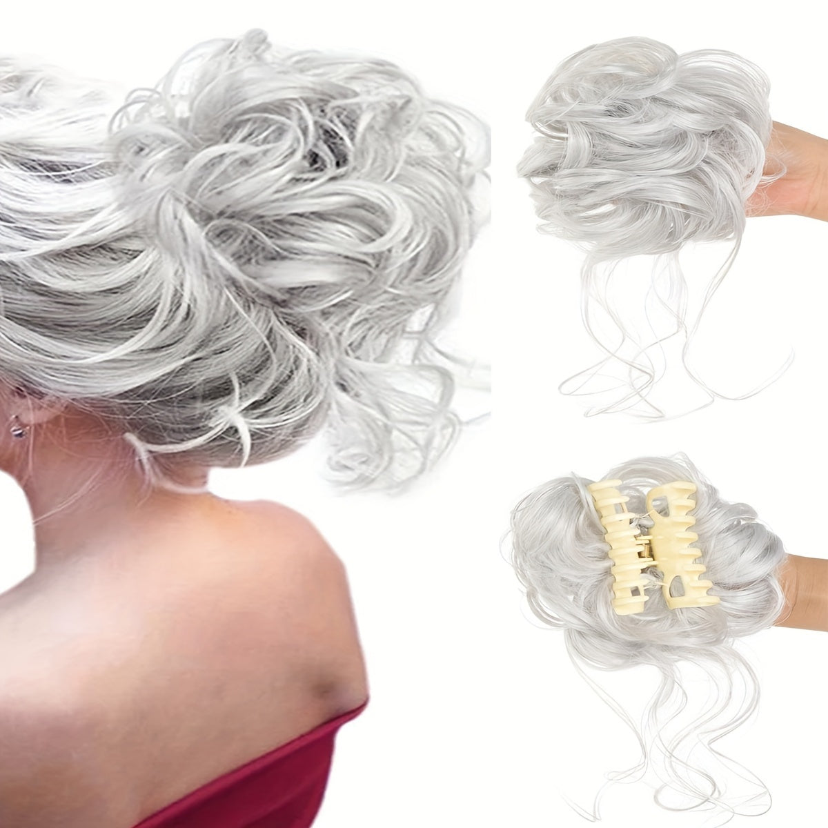 Women's Messy Curly Claw Clip Hair Bun Synthetic Hairpiece for All Occasions