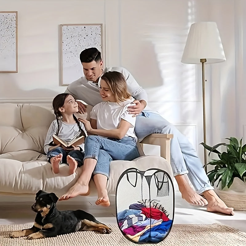 Large Capacity Foldable Mesh Laundry Basket with Handles for Dirty Clothes