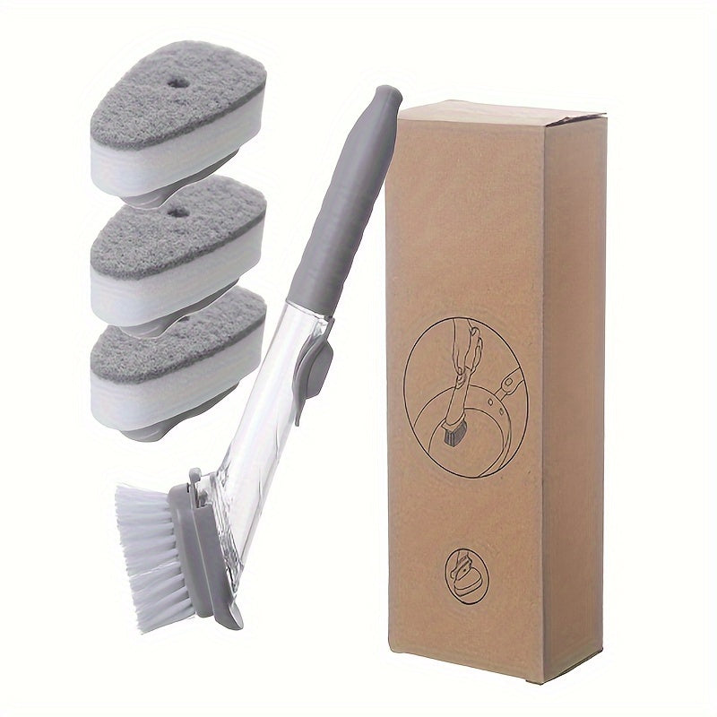 Uzun tutqichli oshxona cho'tkasi, ichki sabun tarqatuvchi bilan - ko'p funksiyali va batareyasiz, idishlar va qozonlarni tozalash uchun mukammal