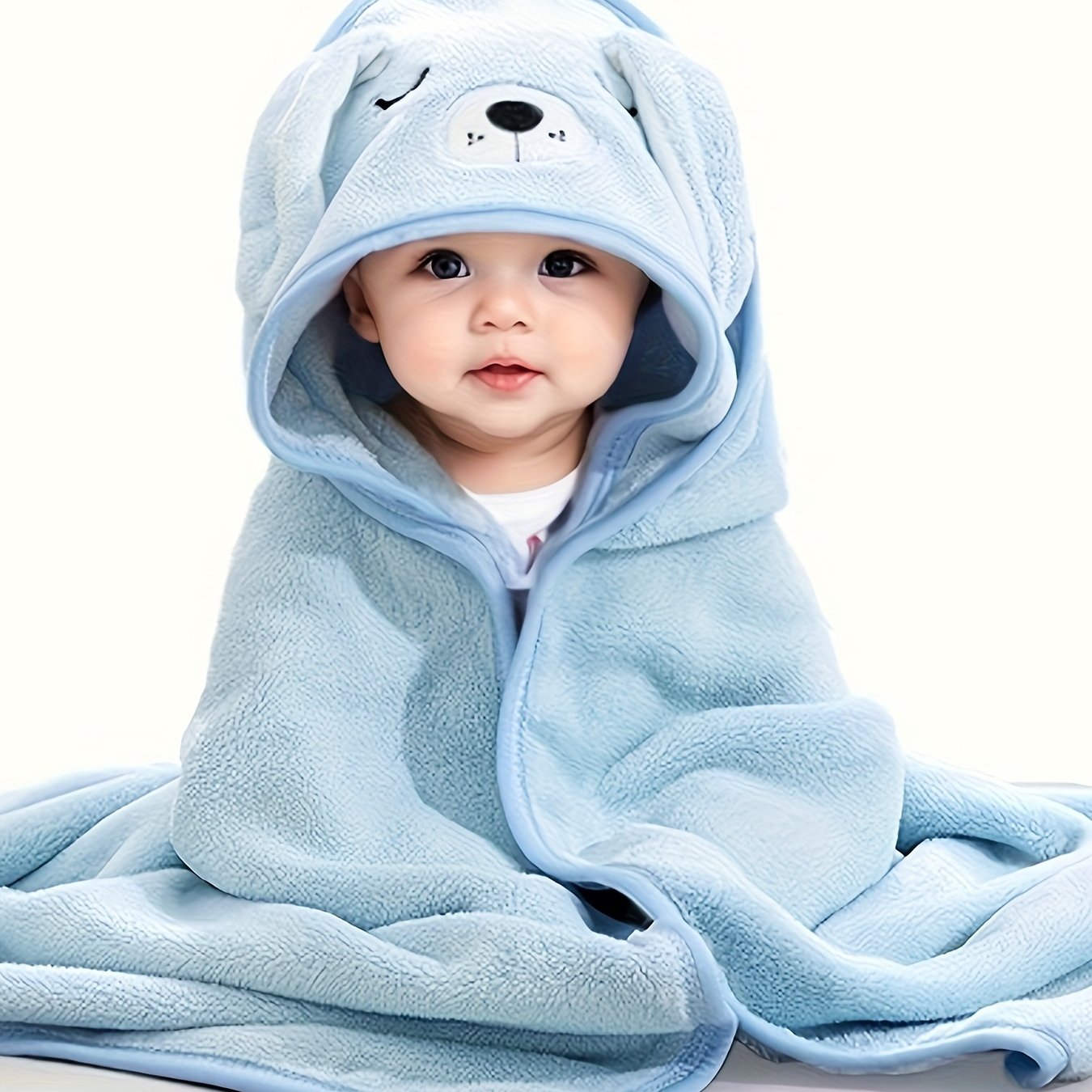 Baby Boy's 3D Animal Ear Hooded Bathrobe Soft Breathable Absorbent Baby Robe for All Seasons