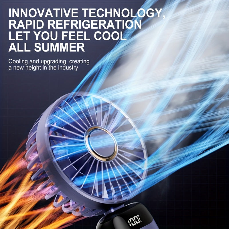 Portable Handheld Fan with USB Charging, Foldable Design, Long Battery