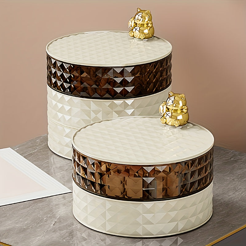 Divided Snack Tray with Lid Lucky Cat Fruit Bowl for Party Home Decor