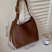 Large Capacity Black PU Tote Bag with Inner Pouch for Women