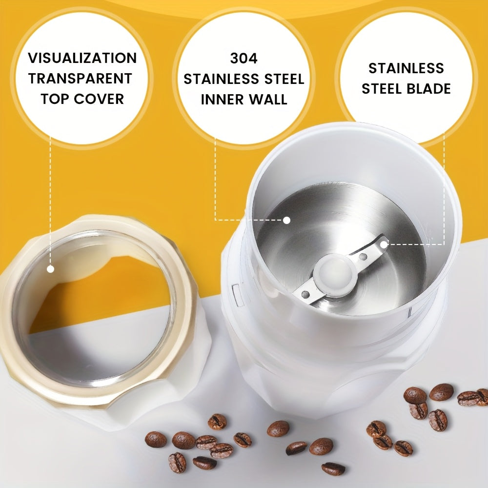 Kofe donalari, ziravorlar, yong‘oqlar va chili qalampirlari uchun ko‘p funksiyali elektr maydalagich, zanglamaydigan po‘latdan yasalgan pichoq bilan. Zamonaviy qora dizaynda oson bir bosish bilan ishlash.