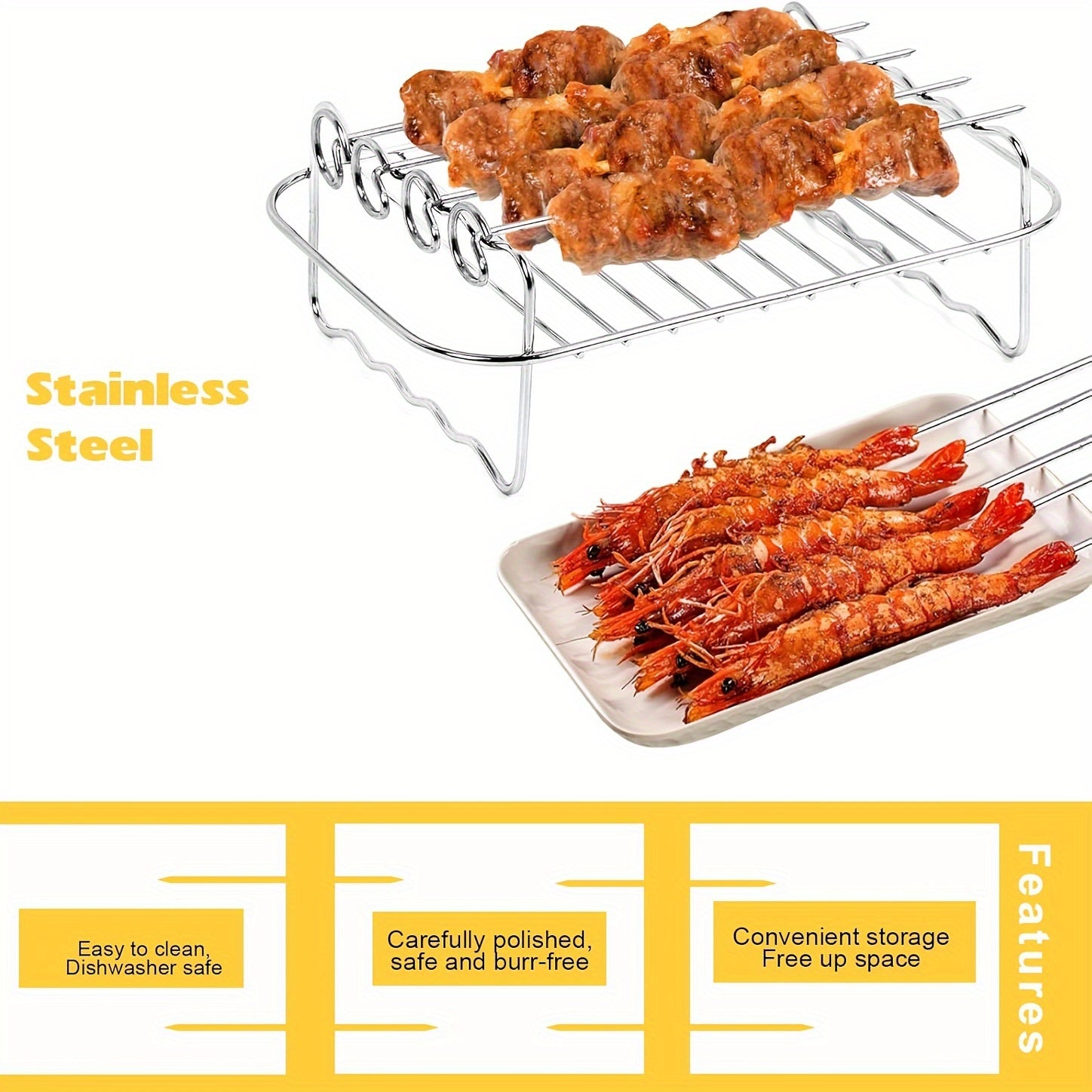 6 dona ikkilamchi savatli havo frayer uchun aksessuarlar to'plami Ninja DZ201 8-10QT zanglamaydigan po'latdan yasalgan qavatlar, shishlar