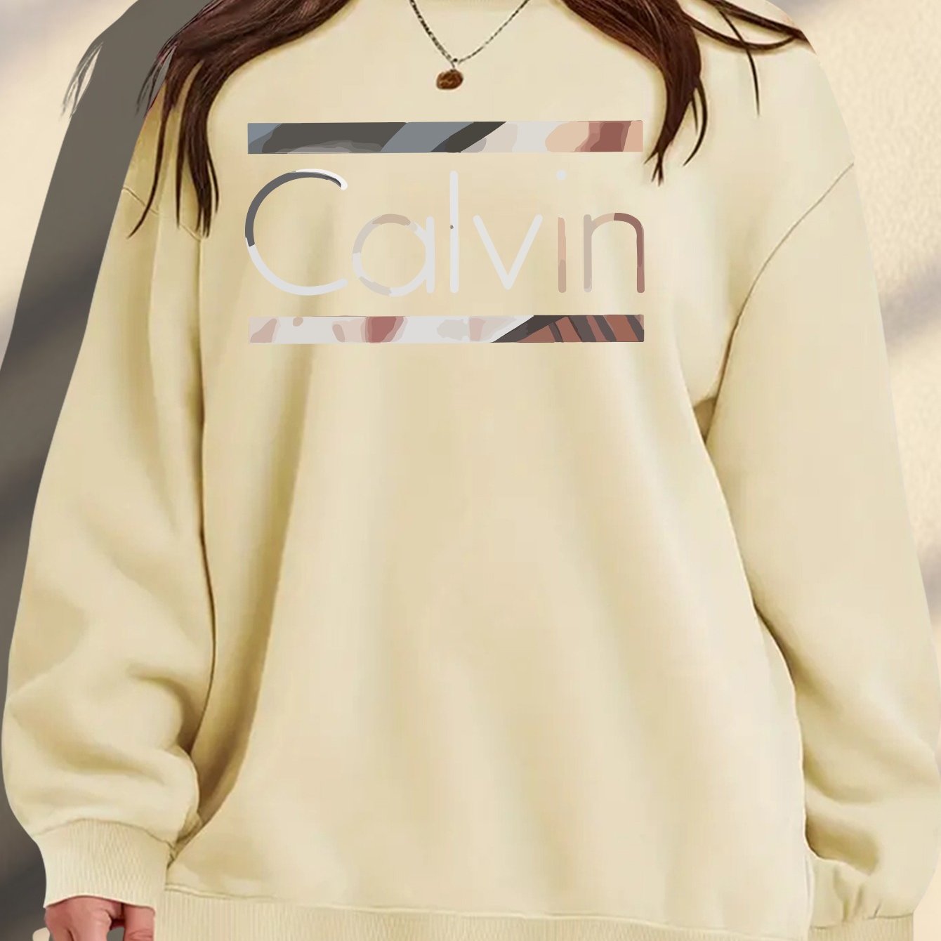 Plus Size Women's Crew Neck Sweatshirt Light Blue Relaxed Fit Knit