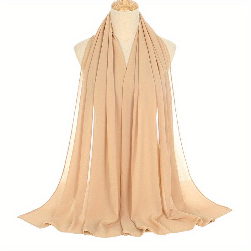 Black and White Chiffon Hijab Lightweight Breathable Headscarf for Women