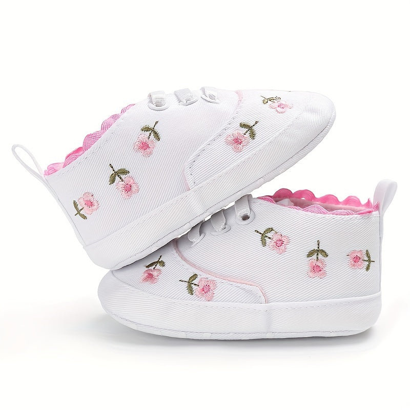 Baby Girl's Flower Pattern Non-Slip Walking Shoes for Infants Outdoor Activities