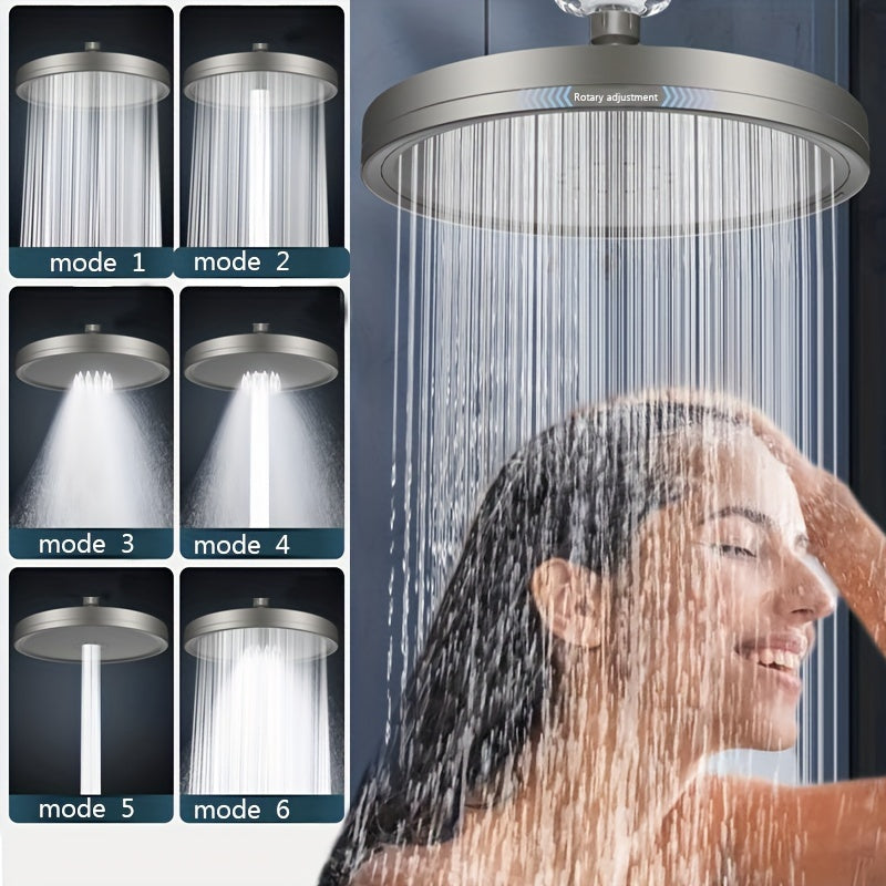 Cabezal de ducha de alta presión ajustable con 6 configuraciones de pulverización, rociador de mano tipo lluvia para baño
