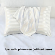 White Striped Satin Pillowcase Hypoallergenic Breathable Stain-Resistant