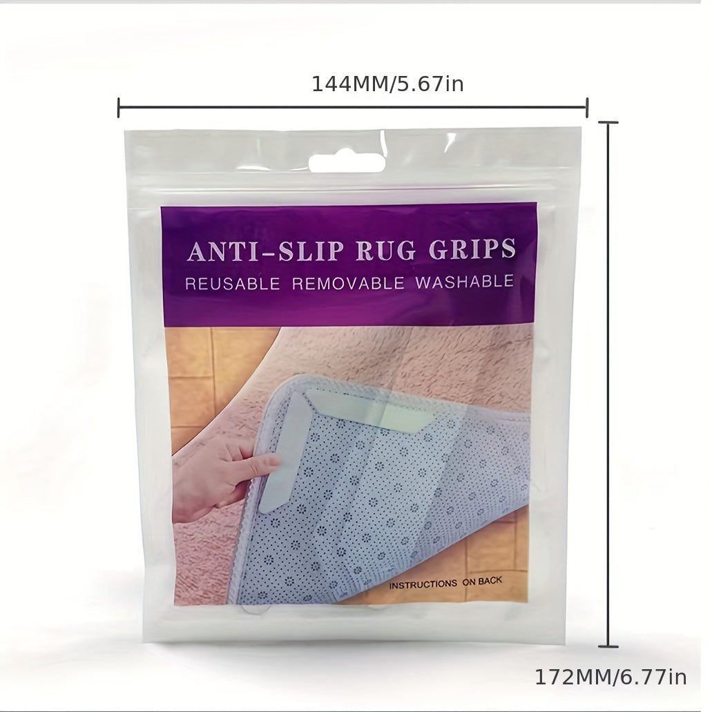 Set of 4 Black Triangular Non-slip Carpet Grippers for Home Decor