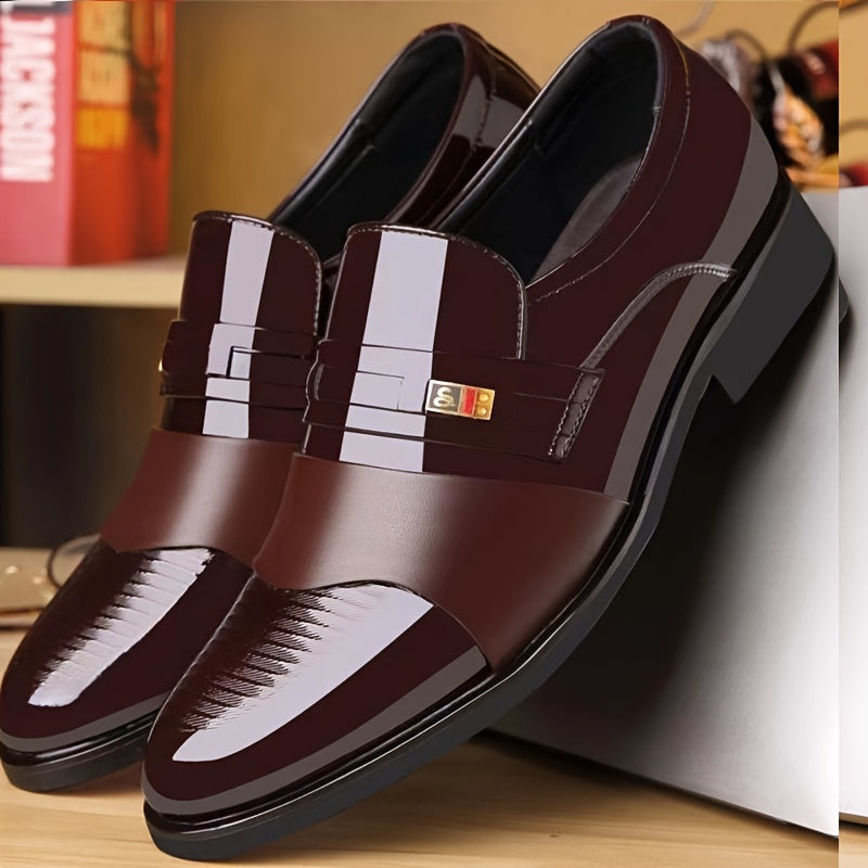 Мужские туфли-оксфорды без шнурков, верх из ПУ, резиновая подошва, повседневные, деловые, всесезонные