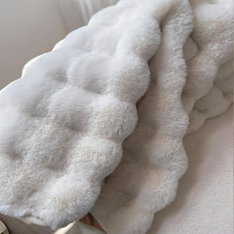 Soft Fluffy Bubble Fleece Round Carpet 35.43 Inch for Bedroom Living Room