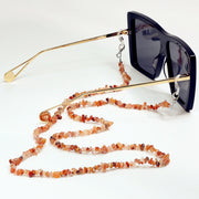 Цепочка из натуральных кристаллических чипсов с подвеской для очков и подвеской для наушников с кристаллом