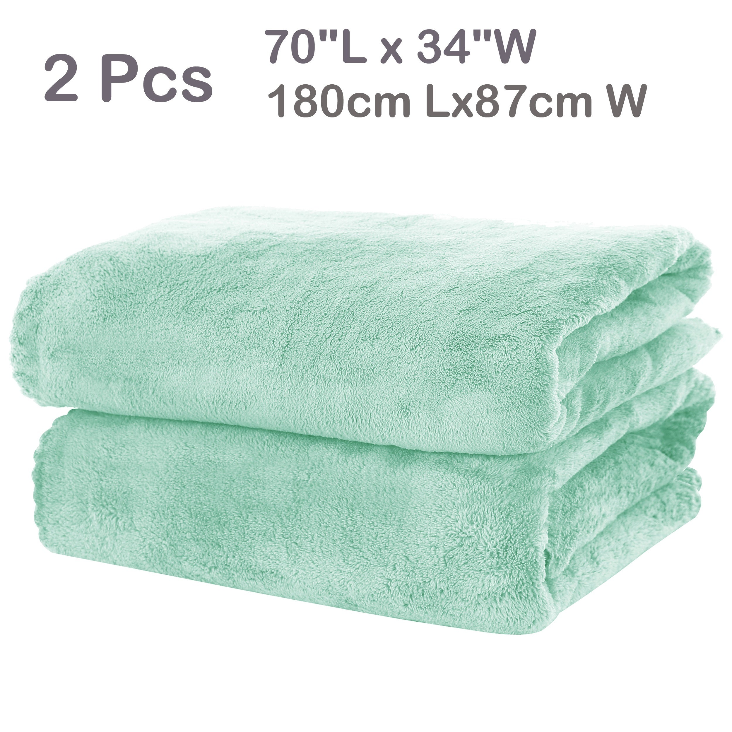 2-Piece Polyester Coral Velvet Bath Towel Set Highly Absorbent Soft for Bathroom Fitness Travel