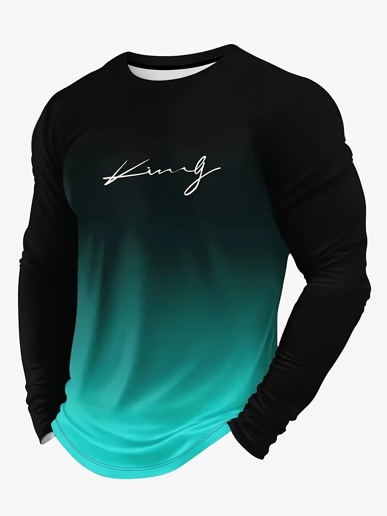 Men's Long Sleeve Ombre Crew Neck T-Shirt Polyester Casual Spring Fall