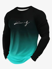 Men's Long Sleeve Ombre Crew Neck T-Shirt Polyester Casual Spring Fall