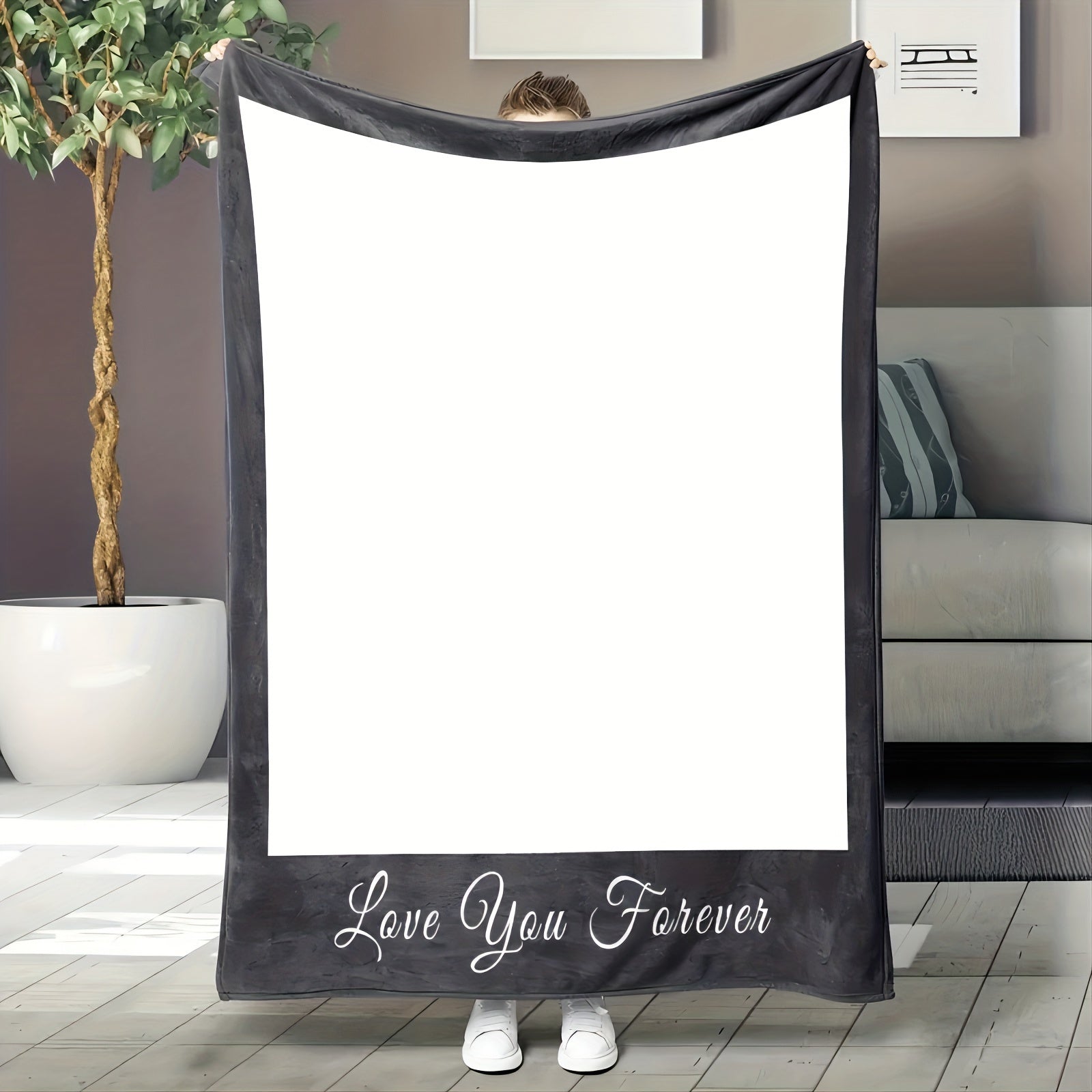 Personalized Fleece Blanket with Photo and Love You Forever Text Multiple Sizes