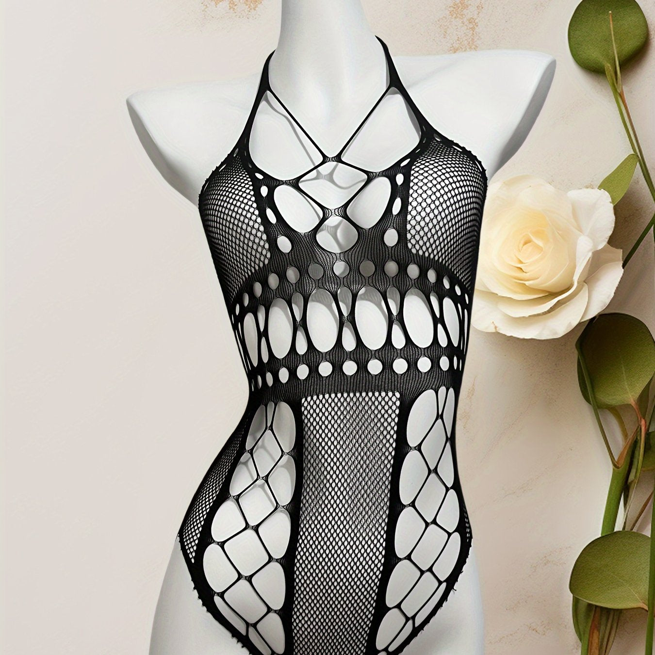 Black Bikini with Neck Strap and Backless Design for Women