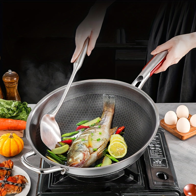 Stainless Steel Non-Stick Frying Pan for Camping Gas Stove Induction 32cm 34cm 36cm