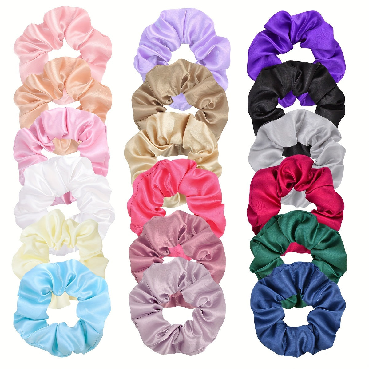 Silk Satin Soch Scrunchies Paketi 60 50 20 18 10 ta, ayollar va o‘smirlar uchun