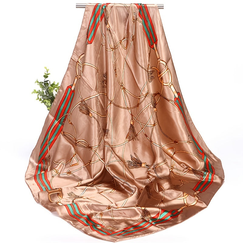 Large Satin Square Scarf Fashion Neck Wrap Lightweight Silk-Like Polyester