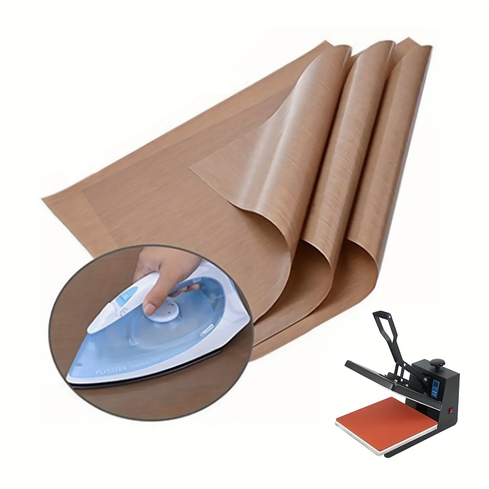 Set of 3 PTFE Non-Stick Heat Transfer and Cooking Mats for Grilling and Ironing