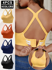 Women's Plus Size Seamless Wireless Sports Bras with Removable Pads