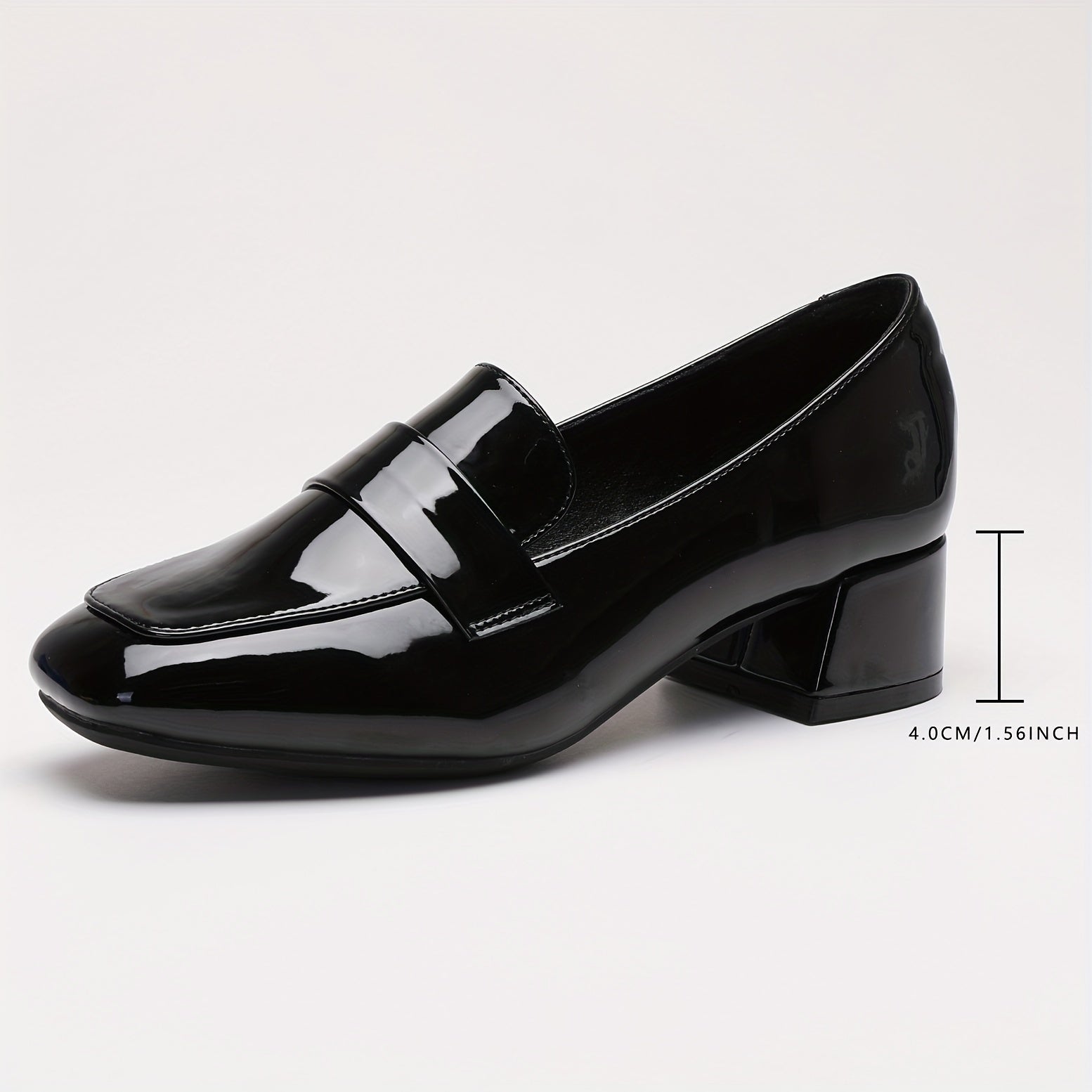 Women's Square Toe Penny Loafers with Chunky Heel and TPR Sole