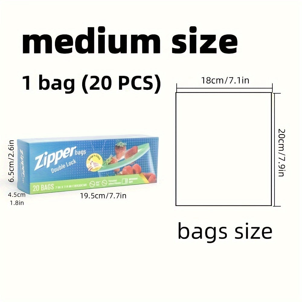 Qalin, ikki qulflangan muhrlangan yangilik sumkalari, klipli yopiq - turli o'lchamlardagi kvadrat idishlar to'plami (15/20/30 ta) muzlatgichda saqlash uchun xavfsiz, ko'p maqsadli foydalanish uchun qayta ishlatiladigan plastik zip sumkalar.