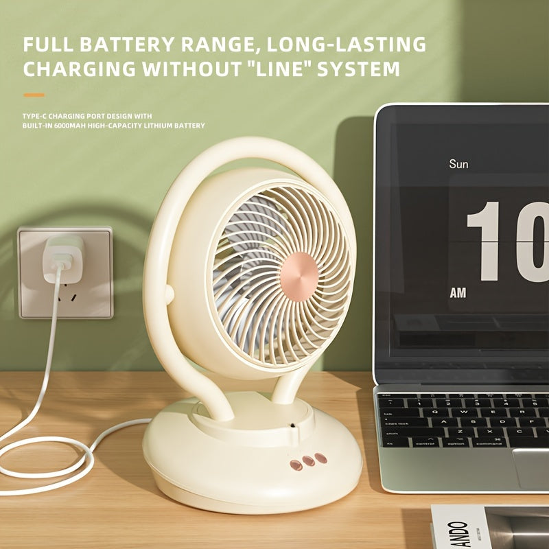 Portable Fan with Oxygen Ion Air Purification, Adjustable Speeds, Timer, Rechargeable Battery