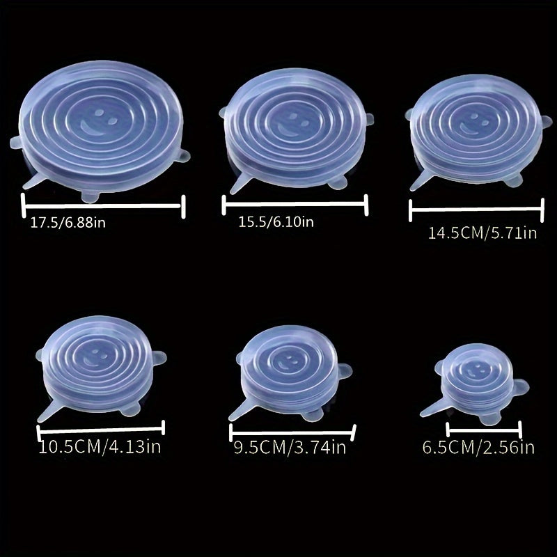 Juego de 6/12 tapas de silicona elásticas para cocina, lavables, universales, aptas para el hogar y la cocina