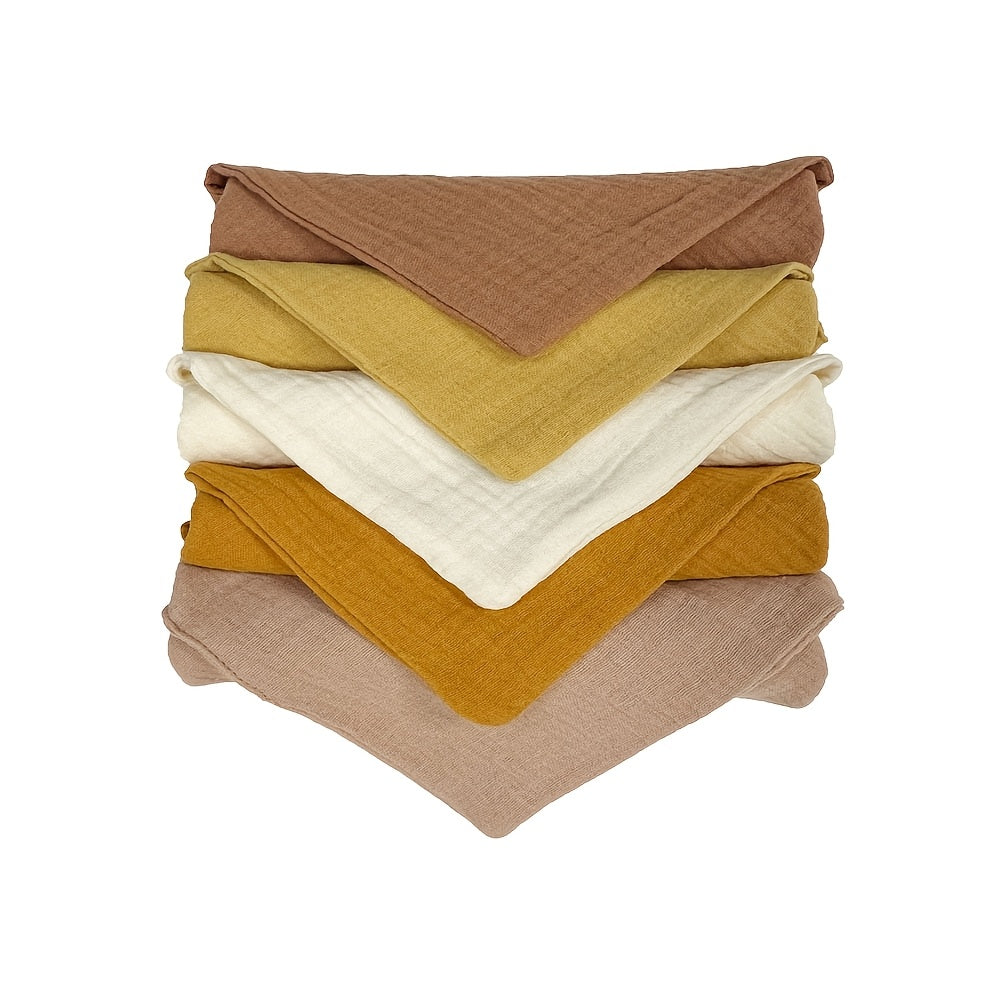 Набор из 5 муслиновых пеленок Youngsters 100% - 4 слоя гипоаллергенных полотенец для лица, успокаивающих слюну - Пеленки размером 22.86x22.86 см - Необходимы для детей - Идеально подходят для мальчиков и девочек (случайные цвета)