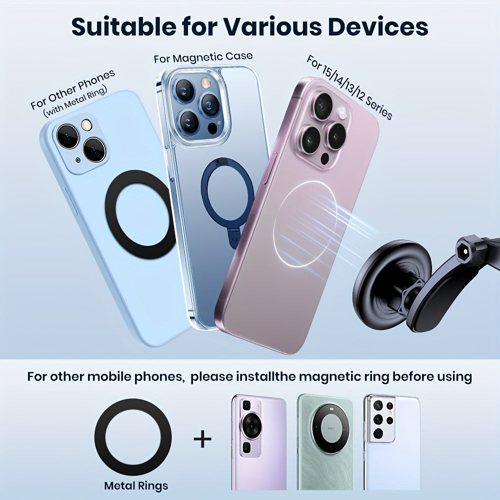 Magnetic Car Phone Mount Adjustable Horizontal Vertical Single Hand Holder for iPhone