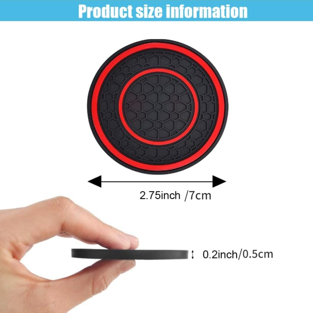 2PCS Car Cup Holder Coasters Non-Slip Dust Resistant Red 6.99cm