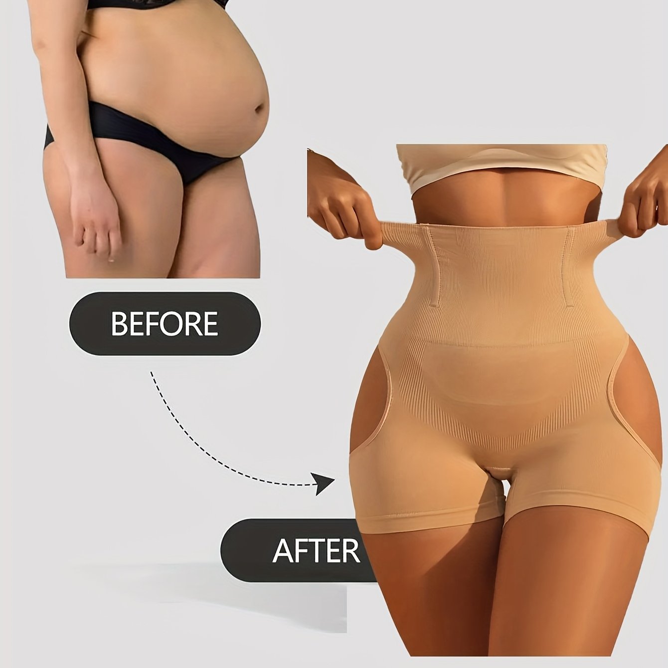 High-Waisted Seamless Shaping Shorts for Tummy Control Medium Support Solid Color