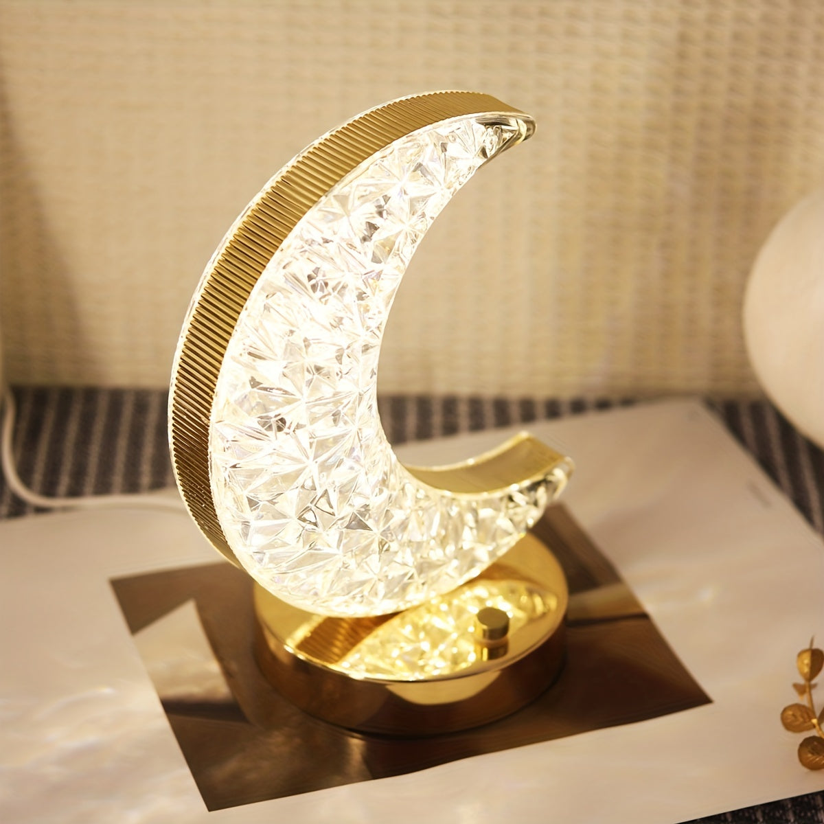 Moon Shape Touch Table Lamp with 3-Color LED Nightstand Light for Bedroom Nursery Office